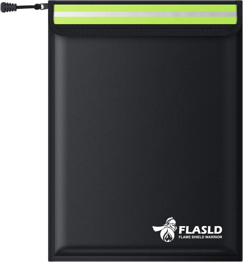 FLASLD Fireproof Document & Money Bags, Large Fireproof & Water Resistant Bag, Fireproof Folder Safe Bag for Cash, Valuables & Passport, with Silicone Coating & Zipper Closure (Document Bag-15x11”) - Image 1